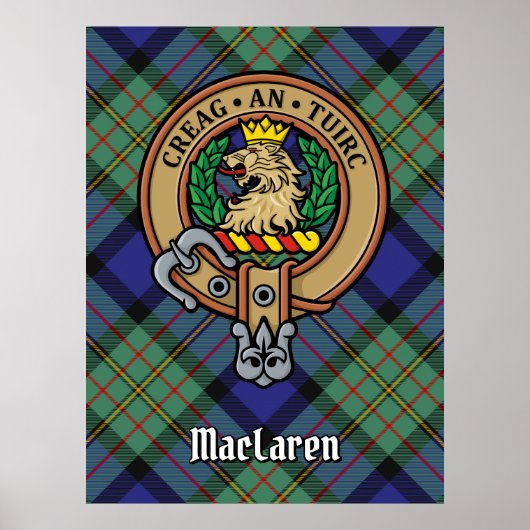Clan MacLaren Crest over Tartan Poster (Voorkant)