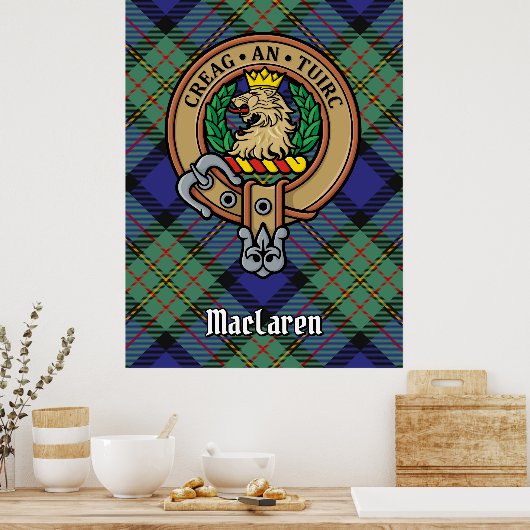 Clan MacLaren Crest over Tartan Poster (Keuken)