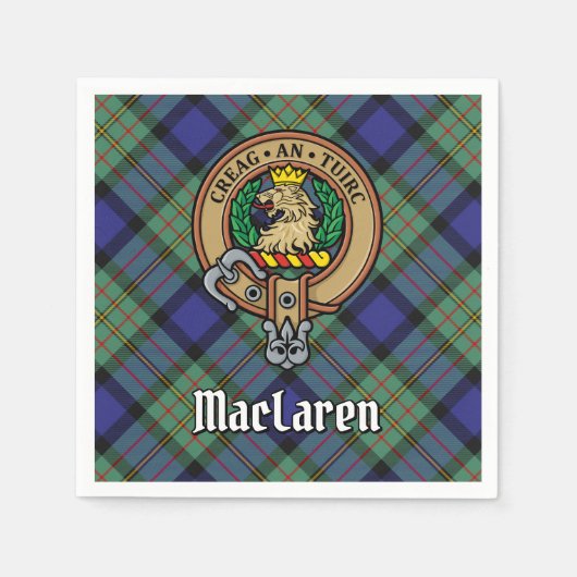 Clan MacLaren Crest over Tartan Servet (Voorkant)