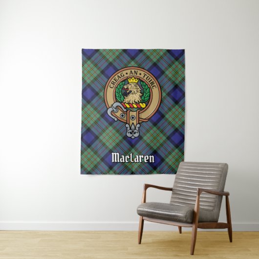 Clan MacLaren Crest over Tartan Wandkleed (In situ)