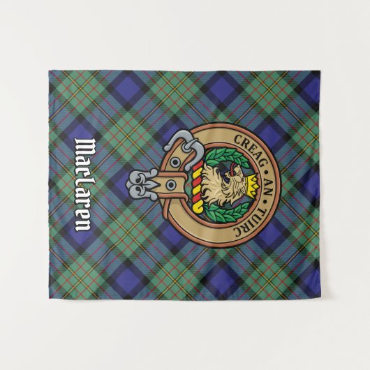 Clan MacLaren Crest over Tartan Wandkleed (Voorkant (horizontaal))