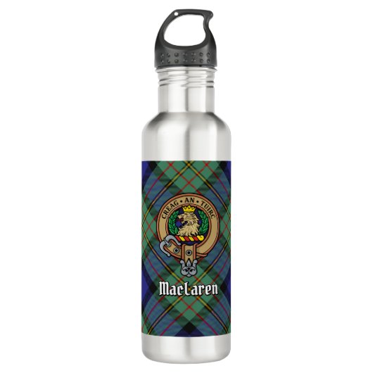 Clan MacLaren Crest over Tartan Waterfles (Voorkant)