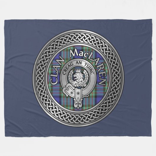 Clan MacLaren Crest & Tartan Knot Fleece Deken (Voorkant (Horizontaal))