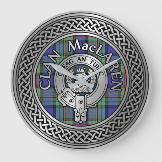 Clan MacLaren Crest & Tartan Knot Grote Klok (Voorkant)