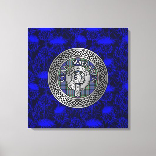Clan MacLaren Crest & Tartan Knot op Thistle Canvas Afdruk (Voorkant)