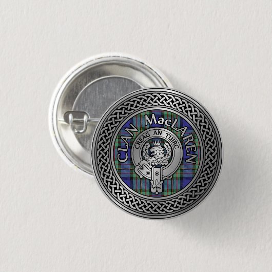 Clan MacLaren Crest & Tartan Knot Ronde Button 3,2 Cm (Voorkant /achterkant)