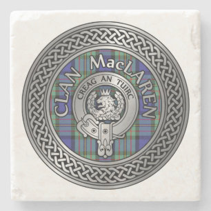 Clan MacLaren Crest & Tartan Knot Stenen Onderzetter