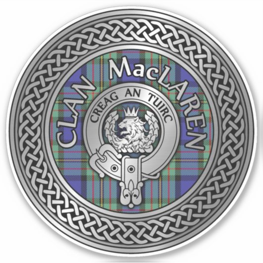 Clan MacLaren Crest & Tartan Knot Sticker (Voorkant)