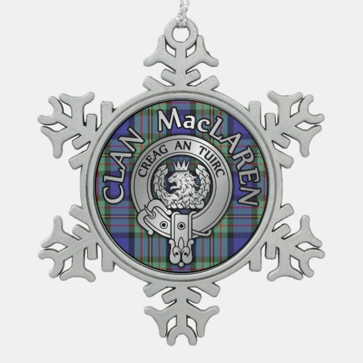 Clan MacLaren Crest & Tartan Tin Sneeuwvlok Ornament (Voorkant)