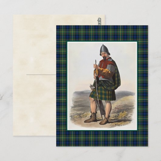 Clan MacLaren  Illustratie Tartan Lijst Briefkaart (Voorkant / Achterkant)