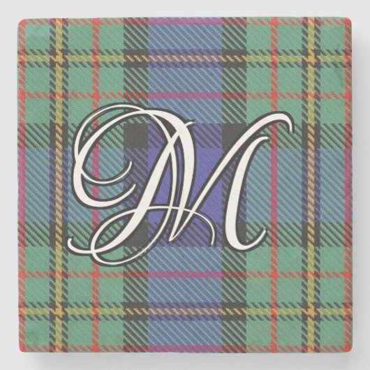 Clan MacLaren Tartan Custom Monogram Stenen Onderzetter (Voorkant)