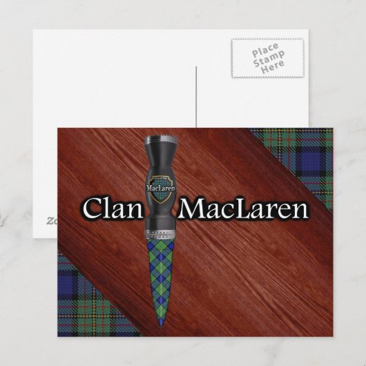 Clan MacLaren Tartan Sgian Dubh Blade Briefkaart (Voorkant / Achterkant)