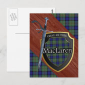 Clan MacLaren Tartan Sword & Shield Briefkaart (Voorkant / Achterkant)