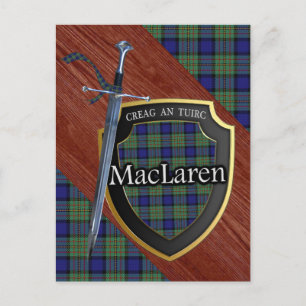 Clan MacLaren Tartan Sword & Shield Briefkaart