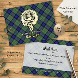 Clan MacLaren-wapen boven tartan Folie Uitnodiging Briefkaart