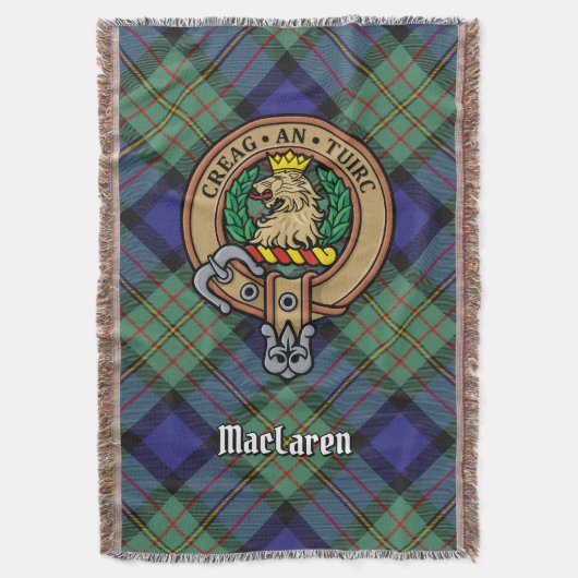 Clan MacLaren Wapen over Tartan Deken (Voorkant Verticaal)
