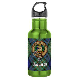 Clan MacLaren-wapen over tartan Waterfles
