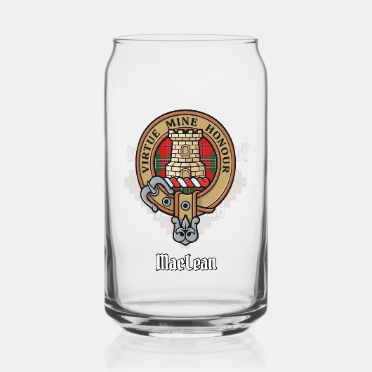 Clan MacLean Crest over Tartan Blikvorm Glas (Voorkant)