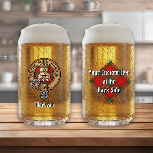 Clan MacLean Crest over Tartan Blikvorm Glas