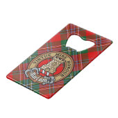 Clan MacLean Crest over Tartan Creditkaart Flessenopener (Voorkant Gekanteld)