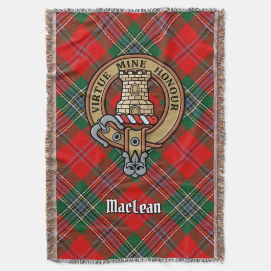Clan MacLean Crest over tartan Deken (Voorkant Verticaal)