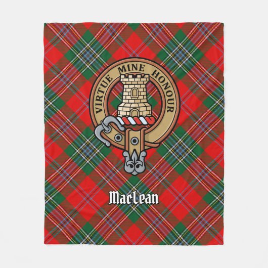 Clan MacLean Crest over Tartan Fleece Deken (Voorkant)