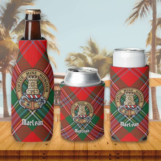 Clan MacLean Crest over Tartan Flesjeskoeler