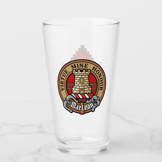 Clan MacLean Crest over Tartan Glas (Voorkant)