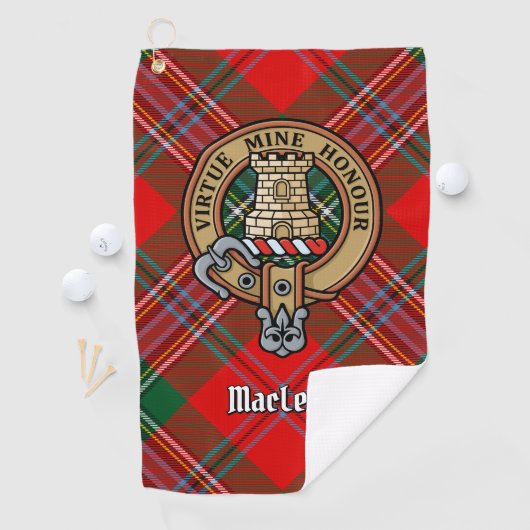 Clan MacLean Crest over Tartan Golfhanddoek (Insitu)