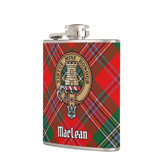 Clan MacLean Crest over Tartan Heupfles (Links)