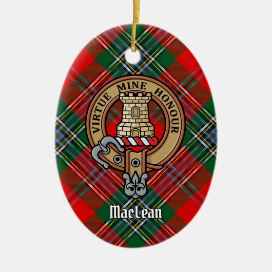 Clan MacLean Crest over Tartan Keramisch Ornament (Voorkant)