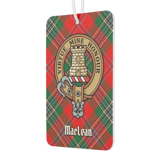Clan MacLean Crest over Tartan Luchtverfrisser (Links)