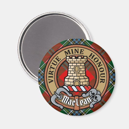 Clan MacLean Crest over Tartan Magneet (Voorkant / Achterkant)