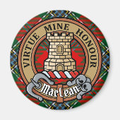 Clan MacLean Crest over Tartan Magneet (Voorkant)