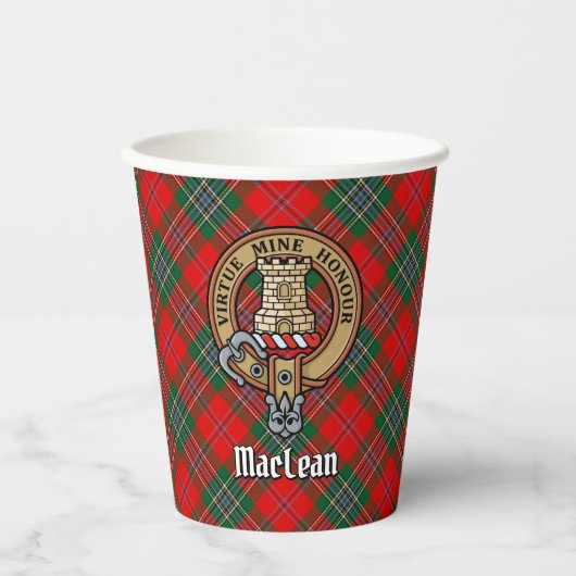 Clan MacLean Crest over Tartan Papieren Bekers (Voorkant)