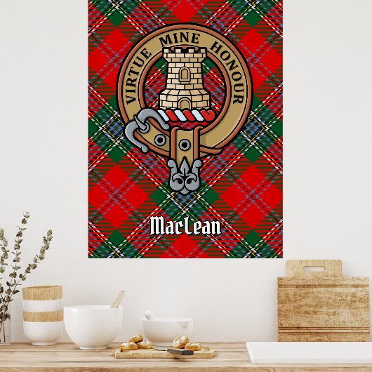 Clan MacLean Crest over Tartan Poster (Keuken)