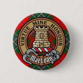Clan MacLean Crest over Tartan Ronde Button 5,7 Cm (Voorkant)
