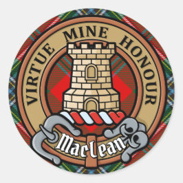 Clan MacLean Crest over Tartan Ronde Sticker