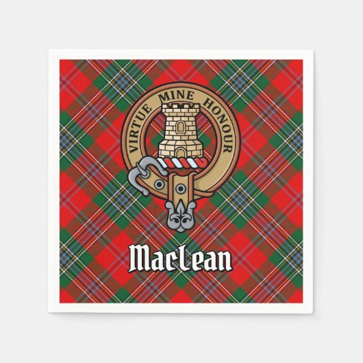 Clan MacLean Crest over Tartan Servet (Voorkant)