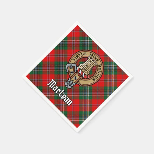 Clan MacLean Crest over Tartan Servet (Hoek)
