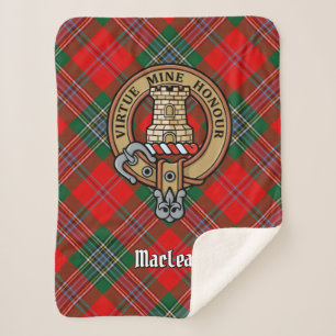 Clan MacLean Crest over Tartan Sherpa Deken