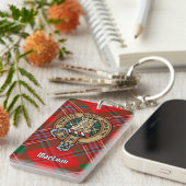 Clan MacLean Crest over Tartan Sleutelhanger (Voorkant Rechts)
