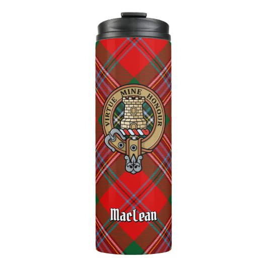 Clan MacLean Crest over Tartan Thermosbeker (Voorkant)