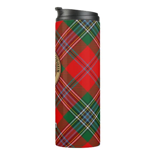 Clan MacLean Crest over Tartan Thermosbeker (Geroteerd rechts)