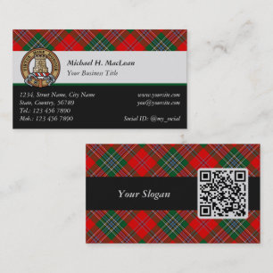Clan MacLean Crest over Tartan Visitekaartje