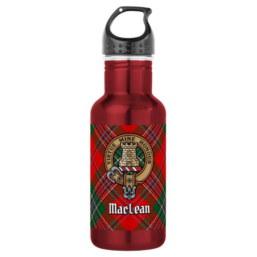 Clan MacLean Crest over tartan Waterfles (Voorkant)