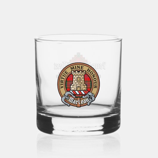 Clan MacLean Crest over Tartan Whisky Glas (Voorkant)