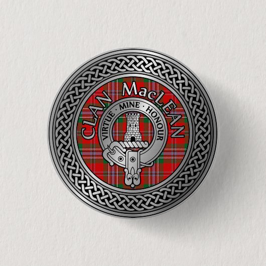 Clan MacLean Crest & Tartan Knot Button (Voorkant)