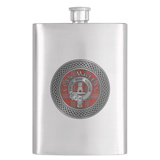 Clan MacLean Crest & Tartan Knot Flask Flacon (Voorkant)