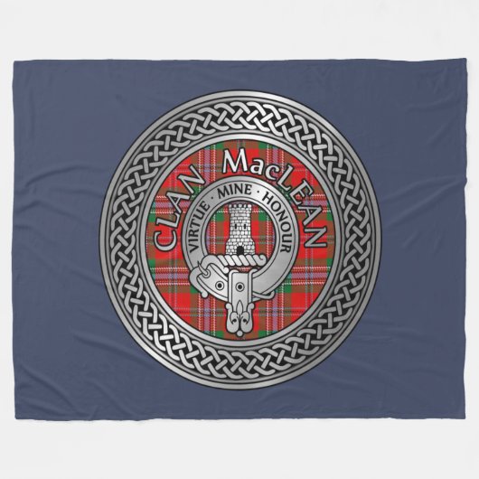 Clan MacLean Crest & Tartan Knot Fleece Blanket (Voorkant (Horizontaal))